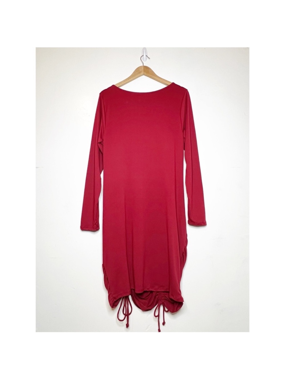 NWT Fashion Nova Square Neck Ruched Date Night Fit Long Sleeve Red Dress Size 1X - Picture 8 of 8